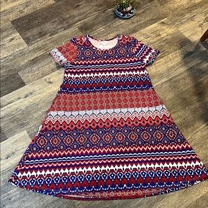 LuLaRoe Red, White and Blue A-Lin Simply Comfortable Midi Dress